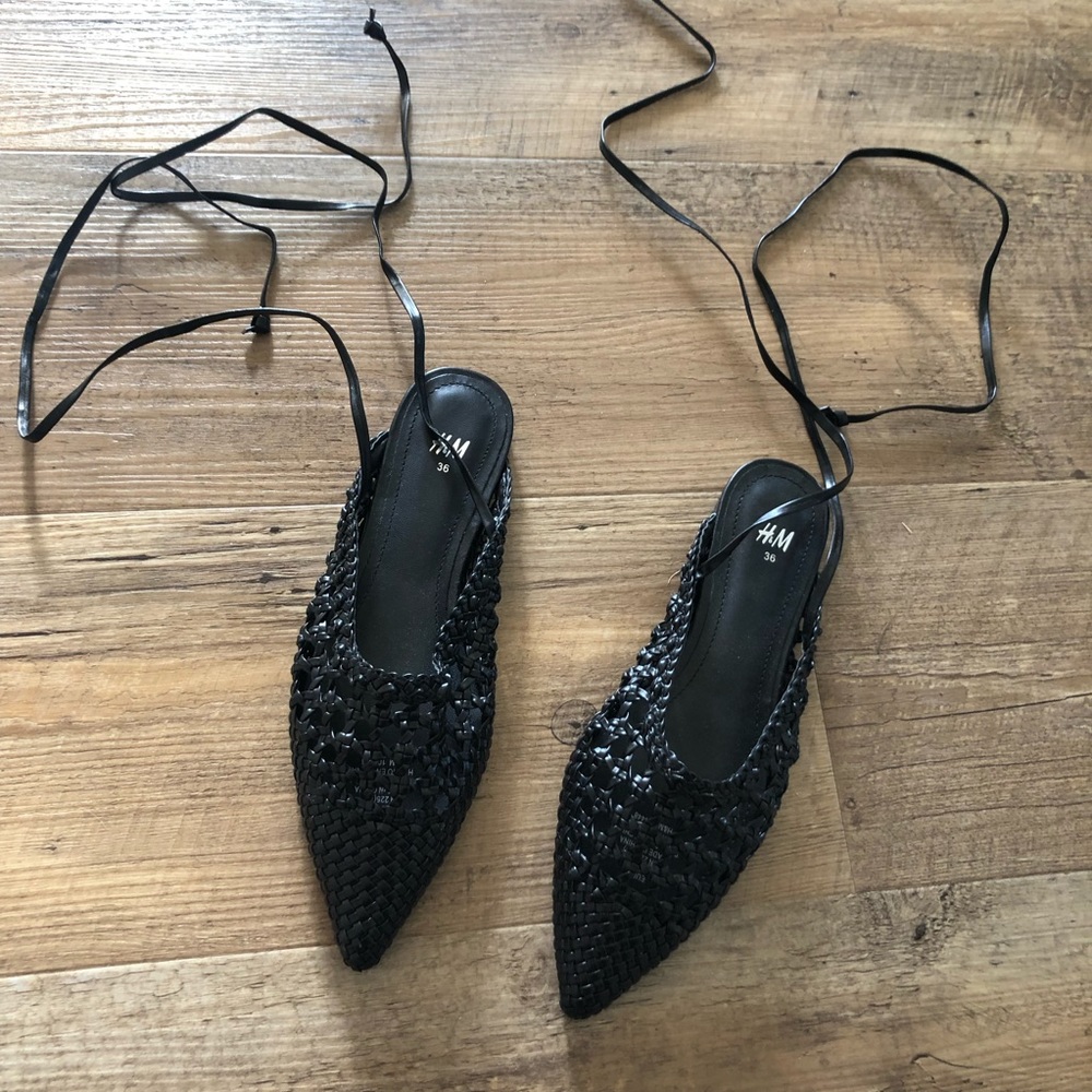 H&M leached lace up sides/mules